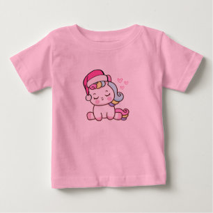 Camiseta Para Bebê Bebê do Unicorn de Natal