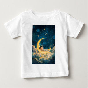 Camiseta Para Bebê Bebê dormindo na lua