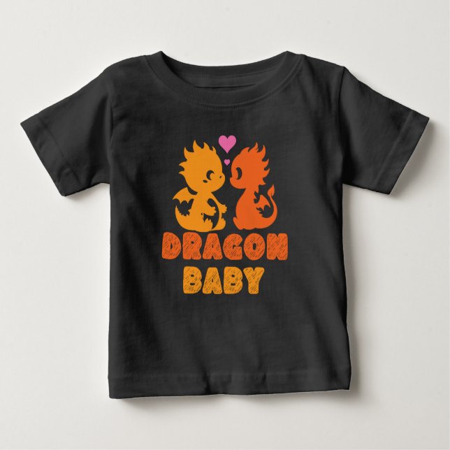 Camiseta Para Bebê Bebê Dragão Casal (Frente)