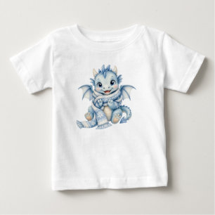 Camiseta Para Bebê Bebê Dragão de Inverno Fofo com Cachecol Aconchega