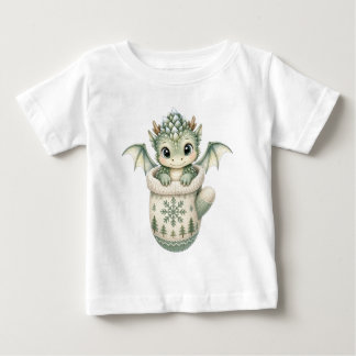 Camiseta Para Bebê Bebê Dragão de Inverno Fofo Meia Aquarela 