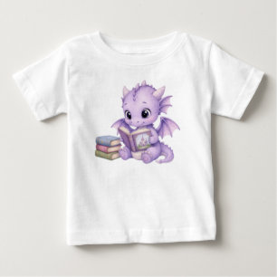 Camiseta Para Bebê Bebê Dragão do Livro de Histórias Arte de Fantasia