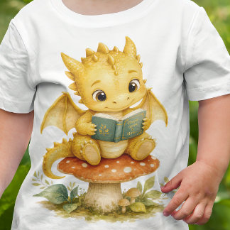 Camiseta Para Bebê Bebê Dragão do Livro de Histórias Lendo em Cogumel