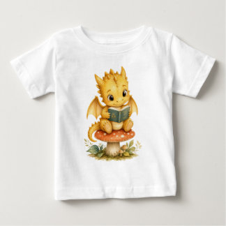 Camiseta Para Bebê Bebê Dragão do Livro de Histórias Lendo em Cogumel