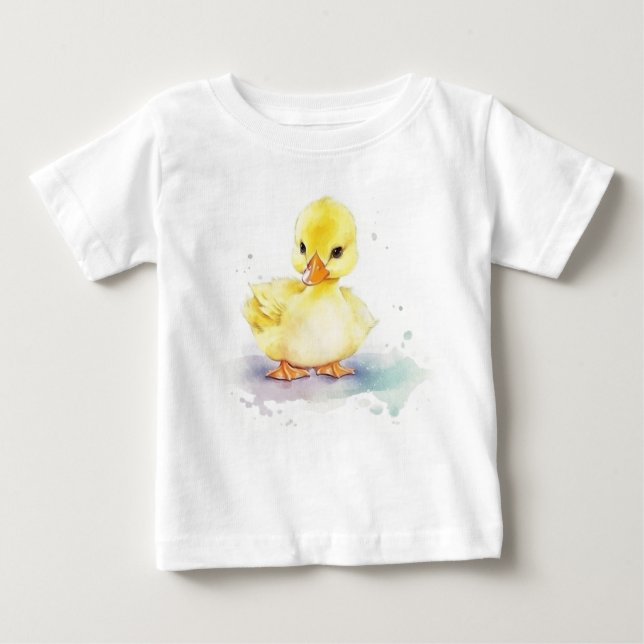 Camiseta Para Bebê Bebê Duck 2 Watercolor (Frente)