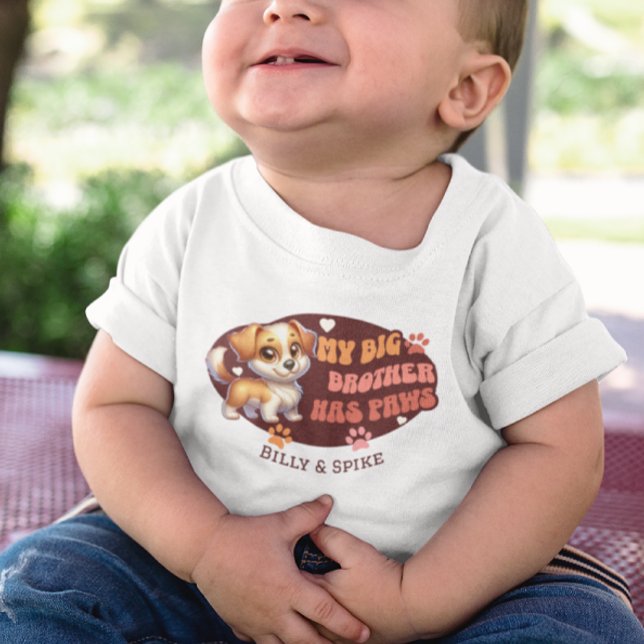 Camiseta Para Bebê Bebê e cachorro fofos personalizados (Criador carregado)