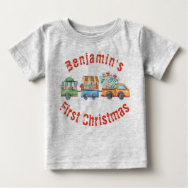 Camiseta Para Bebê Bebê é o primeiro Natal bonito, bebê de caminhão