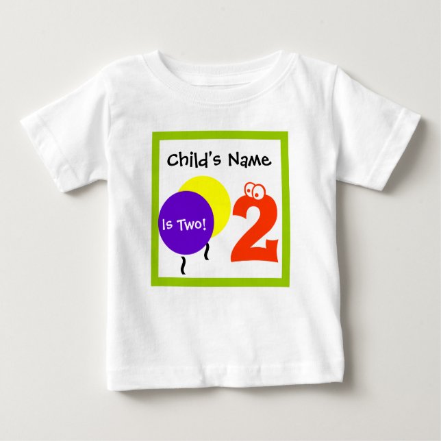 Camiseta Para Bebê bebê é um 2, segundo segundo Aniversário, t-shirt (Frente)