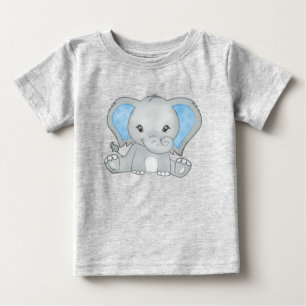 Camiseta Para Bebê Bebê Elefante Adorável de Orelhas Azuis