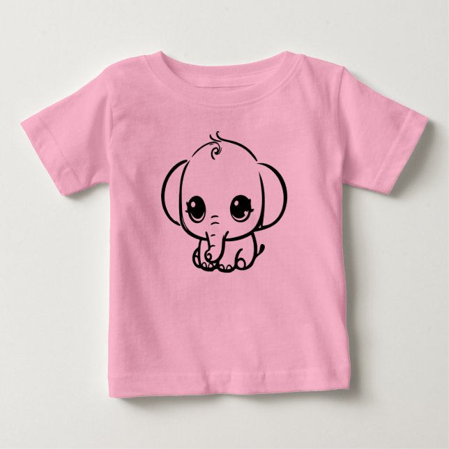 Camiseta Para Bebê Bebê Elefante Fofo (Frente)