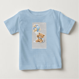 Camiseta Para Bebê Bebê Elefante Fofo com Balões Azuis Baby Shower