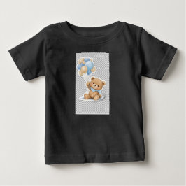 Camiseta Para Bebê Bebê Elefante Fofo com Balões Azuis Chá de Bebê