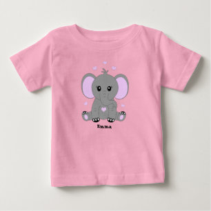 Camiseta Para Bebê Bebê elefante fofo de rosa para meninas