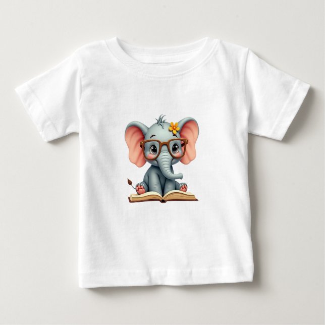 Camiseta Para Bebê Bebê Elefante Sábio (Frente)