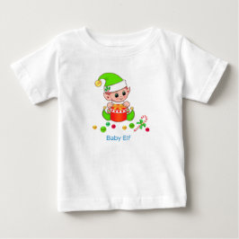 Camiseta Para Bebê Bebê Elfo de Natal Fofo & Confetes