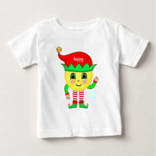 Camiseta Para Bebê Bebê elfo fofo rosto feliz