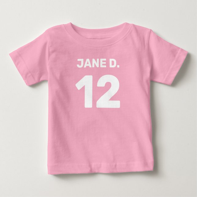 Camiseta Para Bebê Bebê em tamanho personalizável rosa (design fronta (Frente)