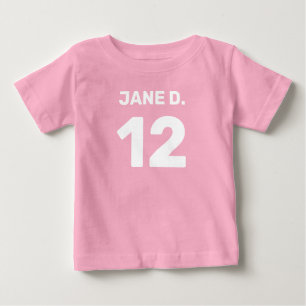 Camiseta Para Bebê Bebê em tamanho personalizável rosa (design na fre