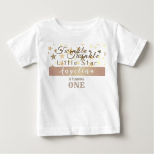 Camiseta Para Bebê Bebê Estrela Brilhante 1º Aniversário Menina