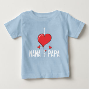 Camiseta Para Bebê Bebê eu amo NANA & PAPÁ