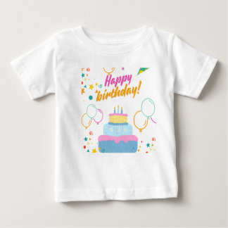 Camiseta Para Bebê Bebê Feliz Aniversário Imprimível T-Shirt Design