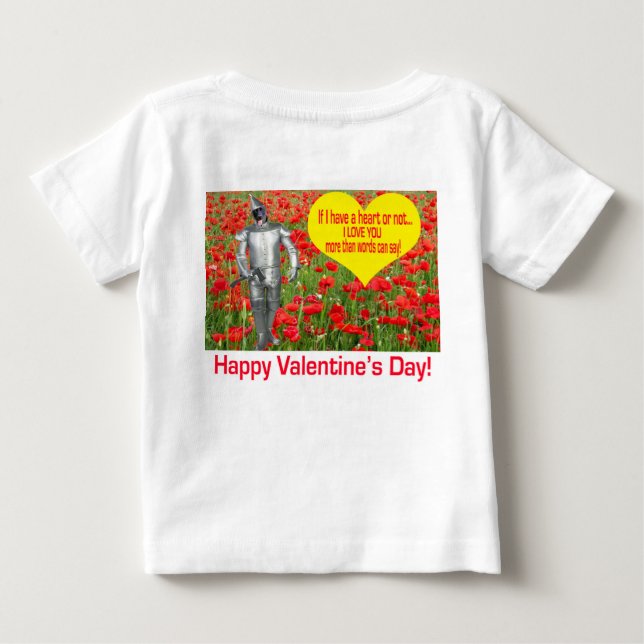 Camiseta Para Bebê bebê. Feliz dia de os namorados. laboratório preto (Verso)