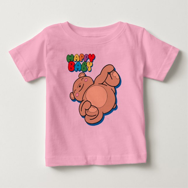 Camiseta Para Bebê Bebê feliz por Yoga Teddy Bear (Frente)