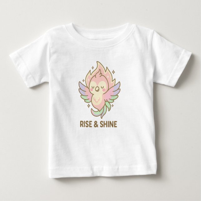 Camiseta Para Bebê Bebê Fênix Pastel – Levante e Brilhe (Frente)