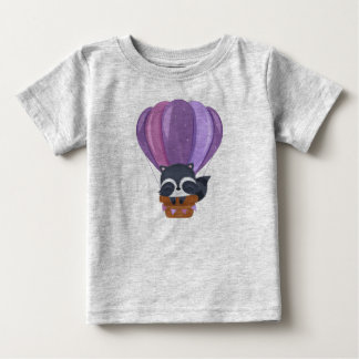 Camiseta Para Bebê Bebê Fofo Balão de Ar Quente Guaxinim Cartoon