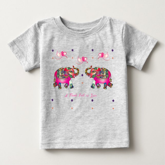 Camiseta Para Bebê Bebê Fofo Elefante Artístico (Frente)