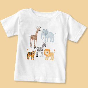 Camiseta Para Bebê Bebê Fofo Safari Animal Aquarela