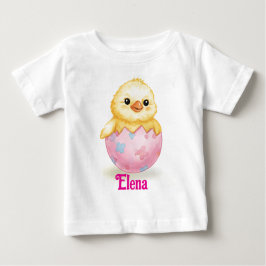 Camiseta Para Bebê Bebê Frango Fofo Aquarela Páscoa Nome Personalizad