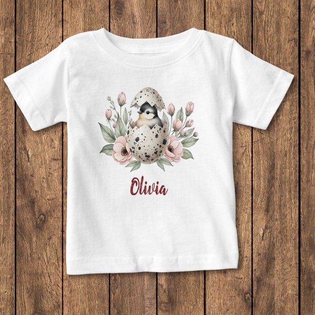 Camiseta Para Bebê Bebê Frango Rústico Fofo Eclodindo  (Criador carregado)