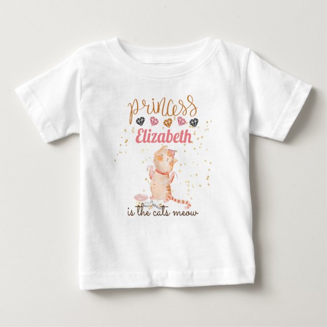 Camiseta Para Bebê Bebê Garota Oferece primeiro aniversario Chá Princ (Frente)
