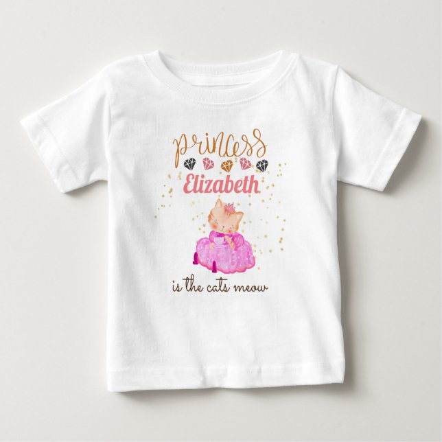 Camiseta Para Bebê Bebê Garota Oferece primeiro aniversario Chá Princ (Frente)