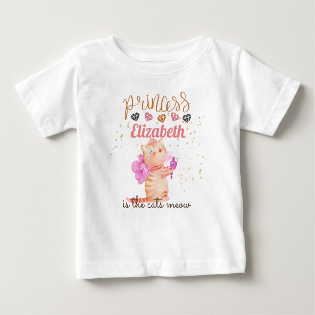 Camiseta Para Bebê Bebê Garota Oferece primeiro aniversario Chá Princ (Frente)