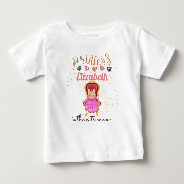 Camiseta Para Bebê Bebê Garota Oferece primeiro aniversario Chá Princ (Frente)
