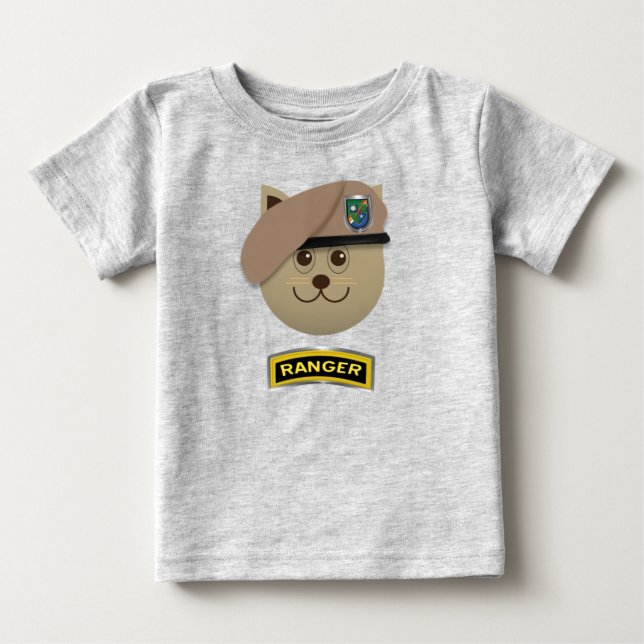 Camiseta Para Bebê Bebê Gatinho Guarda Florestal (Frente)