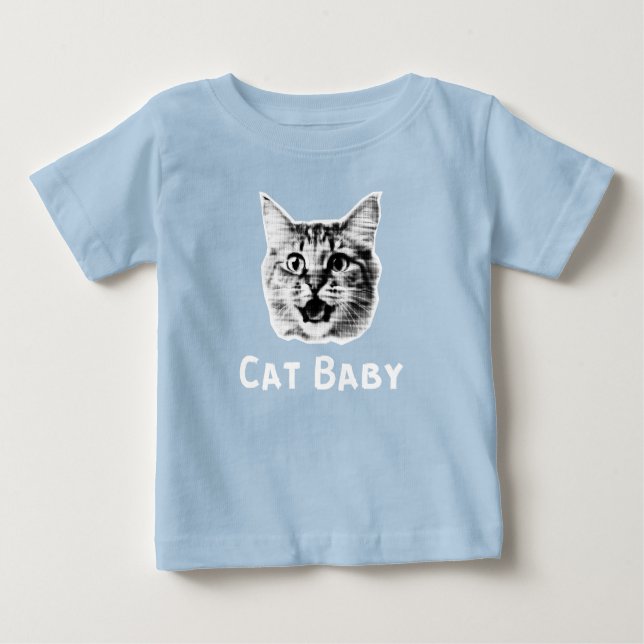 Camiseta Para Bebê Bebê Gato Retro (Frente)