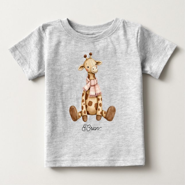 Camiseta Para Bebê Bebê girafa fofa vestindo cachecol (Frente)