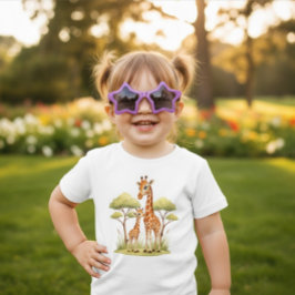 Camiseta Para Bebê Bebê Girafa Fofo Safari Animal Infantil Africano