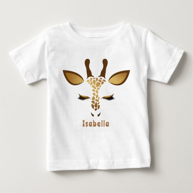 Camiseta Para Bebê Bebê-girafa Safari Wild, um aniversário (Frente)