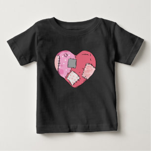 Camiseta Para Bebê Bebê Gótico Coração com Correção