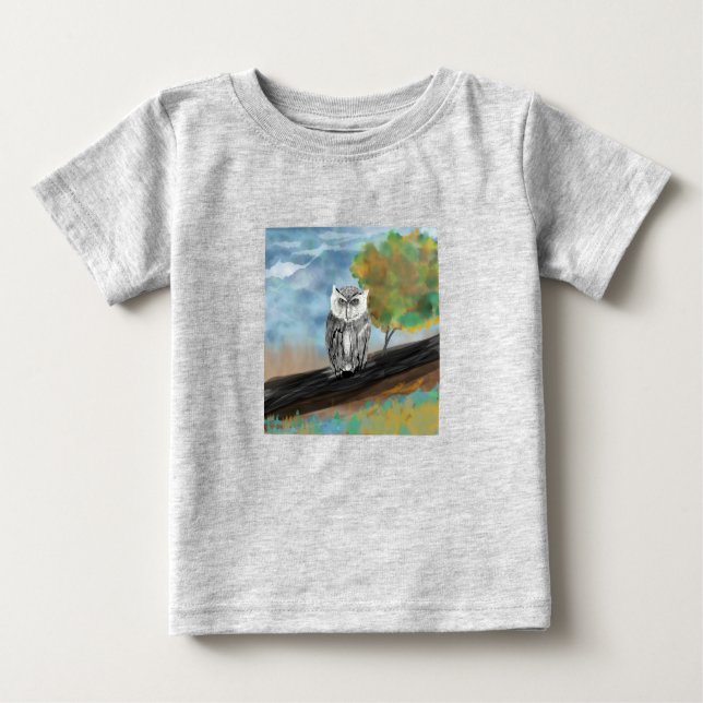 Camiseta Para Bebê Bebê Impressão de Coruja Sazonal (Frente)