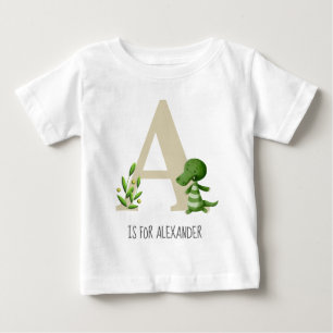 Camiseta Para Bebê Bebê Jacaré Monograma Fofo