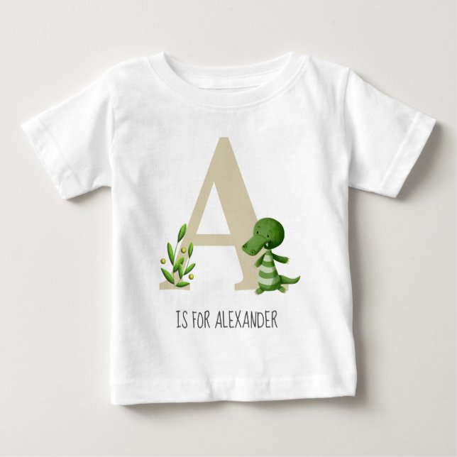 Camiseta Para Bebê Bebê Jacaré Monograma Fofo (Frente)