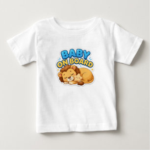 Camiseta Para Bebê Bebê Leão Adormecido Fofo a Bordo
