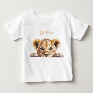 Camiseta Para Bebê Bebê Leão Fofo Personalizado