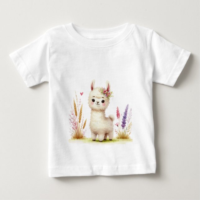 Camiseta Para Bebê Bebê Lhama  (Frente)