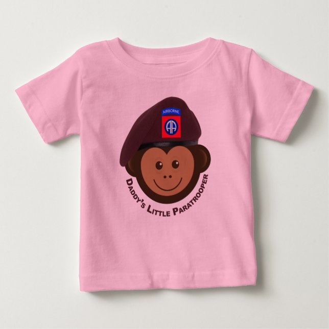 Camiseta Para Bebê Bebê macaco "O Pequeno Paraquedista do Pai" (Frente)
